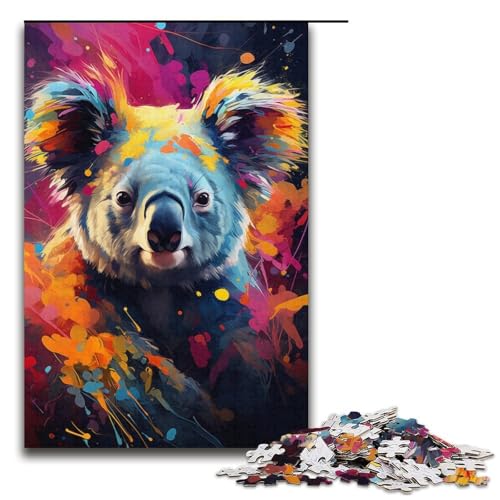 1000-teiliges Puzzle Farbzeichnung Koala-Puzzle für Erwachsene Holzpuzzle anspruchsvolles Spiel 1000 Teile (38 x 26 cm) von ouynngjing