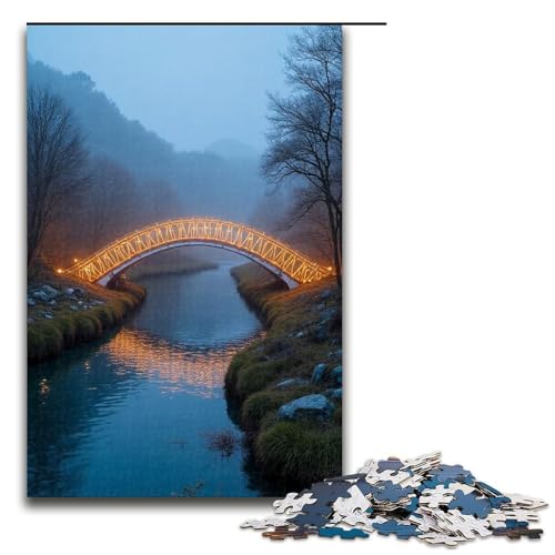 1000-teiliges Puzzle Fließende Wasserbrücke Holzpuzzle für Erwachsene und Kinder pädagogisches Spielzeug zum Stressabbau Puzzle 1000 Teile (75 x 50 cm) von ouynngjing