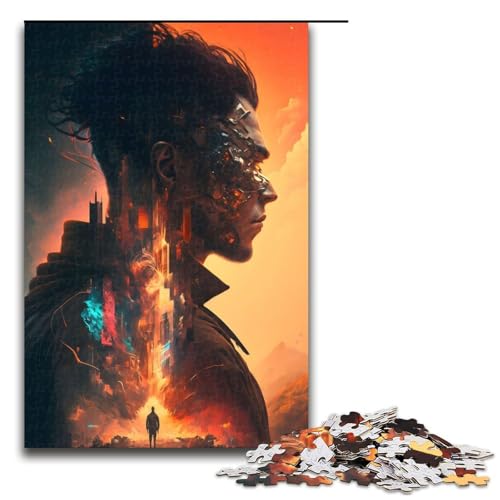 1000-teiliges Puzzle Futuristisches Cyborg-Puzzle für Erwachsene, Holzpuzzle, anspruchsvolles Spiel, 1000 Teile von ouynngjing