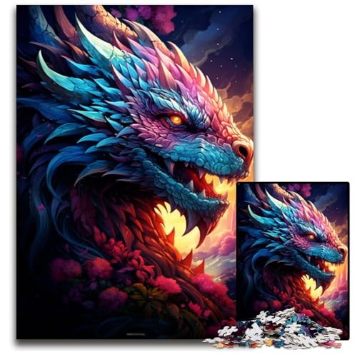 1000-teiliges Puzzle Gemälde eines bunten Drachens Holzpuzzle anspruchsvolles DIY-Denkspiel perfektes Familienspiel oder dekoratives Geschenk 1000 PCS (75x50cm) von ouynngjing