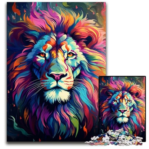 1000 teiliges Puzzle Gemälde eines bunten Löwen anspruchsvolle Puzzles anspruchsvolles Denkspiel für Teenager unterhaltsames interaktives Spiel für die ganze Familie 1000 Teile (75x50cm) von ouynngjing
