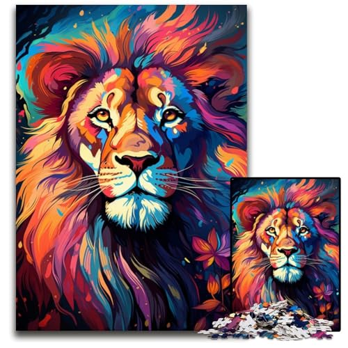 1000 teiliges Puzzle Gemälde eines bunten Löwen anspruchsvolle Puzzles anspruchsvolles Denkspiel für Teenager unterhaltsames interaktives Spiel für die ganze Familie 1000 Teile (75x50cm) von ouynngjing