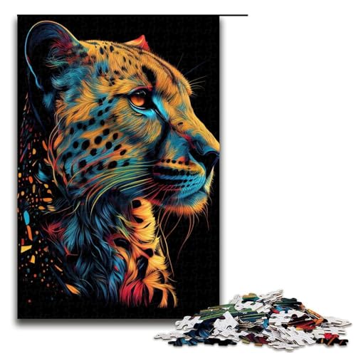1000 teiliges Puzzle Gepard Pop Art Tierpuzzle für Erwachsene Holzpuzzle anspruchsvolles Spiel 1000 Teile (75 x 50 cm) von ouynngjing