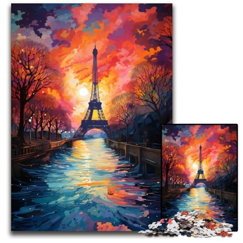 1000-teiliges Puzzle-Geschenk „Die farbenfrohe Psychedelia der Seine“ Holzpuzzle für Teenager und Familienspaß – DIY-Denkspiel als Geschenk 1000 Teile (75x50cm) von ouynngjing