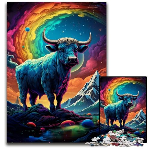 1000-teiliges Puzzle-Geschenk „Symphony Cow“ Holzpuzzle für Teenager und Familienspaß – DIY-Denkspiel als Geschenk 1000 Teile (75x50cm) von ouynngjing