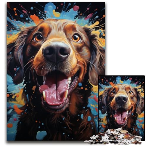 1000-teiliges Puzzle-Geschenk Aquarellmalerei Hund Holzpuzzle für Teenager und Familienspaß – DIY-Denkspiel Geschenk 1000 Teile (75x50cm) von ouynngjing