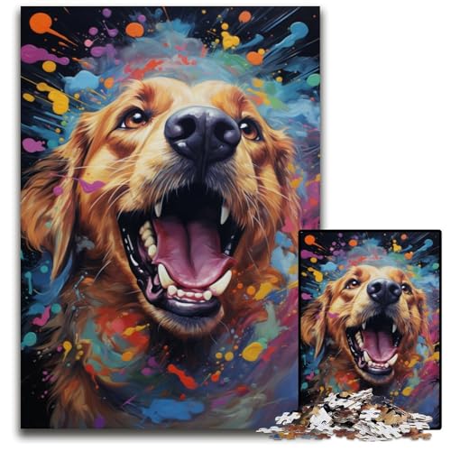1000-teiliges Puzzle-Geschenk Aquarellmalerei Hund Holzpuzzle für Teenager und Familienspaß – DIY-Denkspiel Geschenk 1000 Teile (75x50cm) von ouynngjing