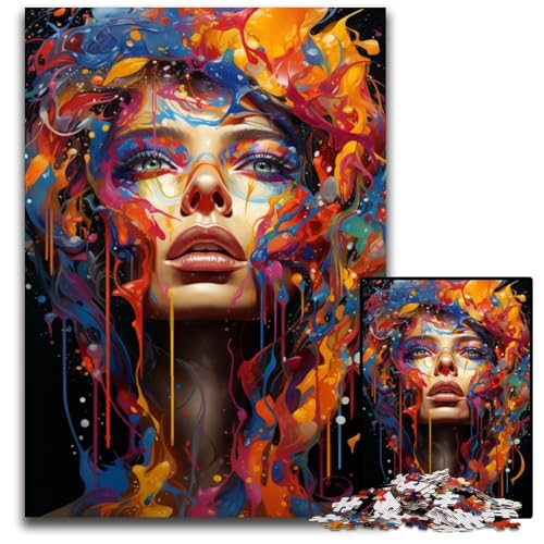 1000-teiliges Puzzle-Geschenk trendiges Mädchen buntes Holzpuzzle für Teenager und Familienspaß – DIY-Denkspiel-Geschenk 1000 Teile (75x50cm) von ouynngjing