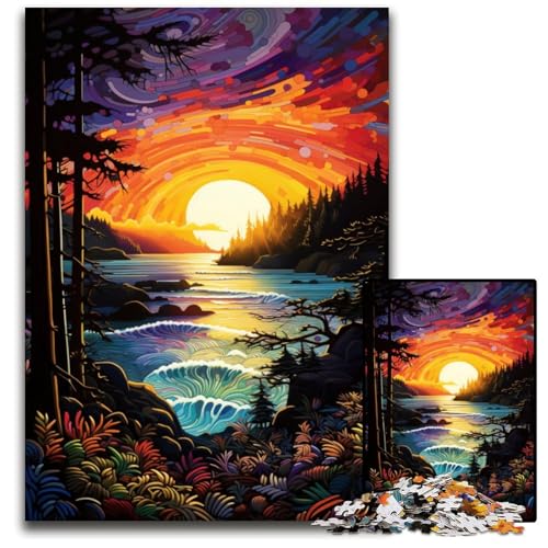 1000-teiliges Puzzle-Geschenk tropischer Strand Holzpuzzle für Teenager und Familienspaß – DIY-Denkspiel-Geschenk 1000 Teile (75x50cm) von ouynngjing