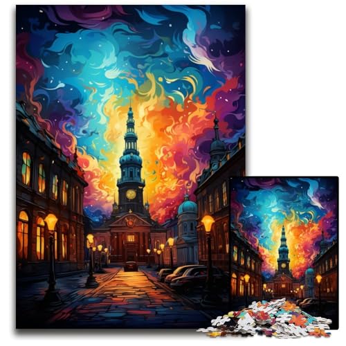 1000-teiliges Puzzle-Geschenk: Das psychedelische Schloss Christiansborg Holzpuzzle für Teenager und Familienspaß – DIY-Denkspiel als Geschenk 1000 Teile (75x50cm) von ouynngjing