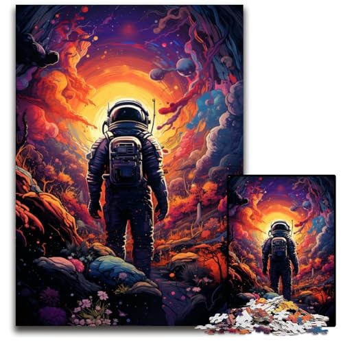1000-teiliges Puzzle-Geschenk: Die farbenfrohe Psychedelia der Raumfahrt Holzpuzzle für Teenager und Familienspaß – DIY-Denkspiel als Geschenk 1000 Teile (75x50cm) von ouynngjing