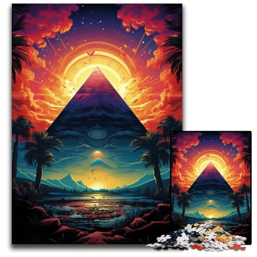 1000-teiliges Puzzle-Geschenk: Die farbenfrohe Psychedelia der Weltraumwüste Ägyptens Holzpuzzle für Teenager und Familienspaß – DIY-Denkspiel als Geschenk 1000 Teile (75x50cm) von ouynngjing