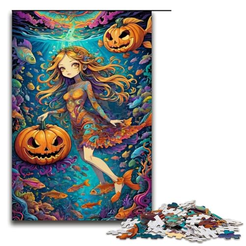 1000 teiliges Puzzle Halloween Unterwasser Puzzle für Erwachsene Holzpuzzle Familienspiele 1000 Teile (75 x 50 cm) von ouynngjing