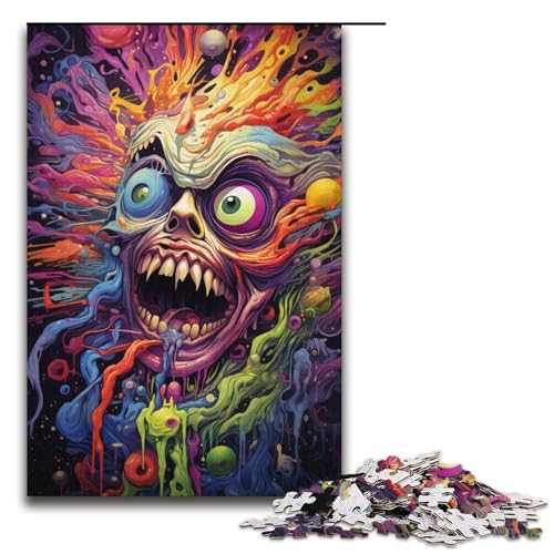 1000-teiliges Puzzle Lernspiele Bunte Fantasy-Monster Puzzles für Erwachsene Holzpuzzle für Familienspaß und Spieleabende 1000 Teile (38 x 26 cm) von ouynngjing