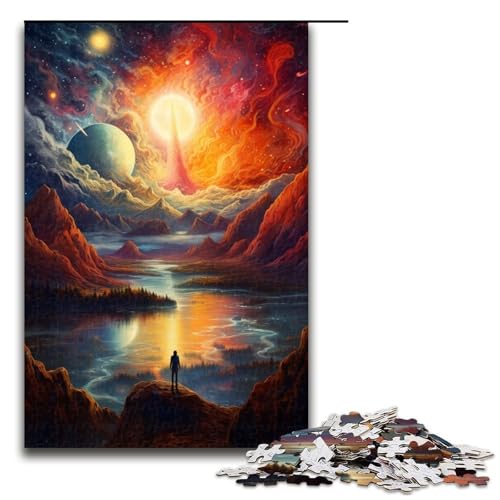 1000-teiliges Puzzle Lernspiele abstraktes Gemälde von Sternen und Himmel Puzzles für Erwachsene Holzpuzzle für Familienspaß und Spieleabend 1000 Teile (75 x 50 cm) von ouynngjing
