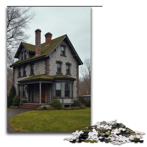 1000-teiliges Puzzle Lernspiele altes Fliesenhaus Puzzles für Erwachsene Holzpuzzle für Familienspaß und Spieleabend 1000 Teile (75 x 50 cm) von ouynngjing