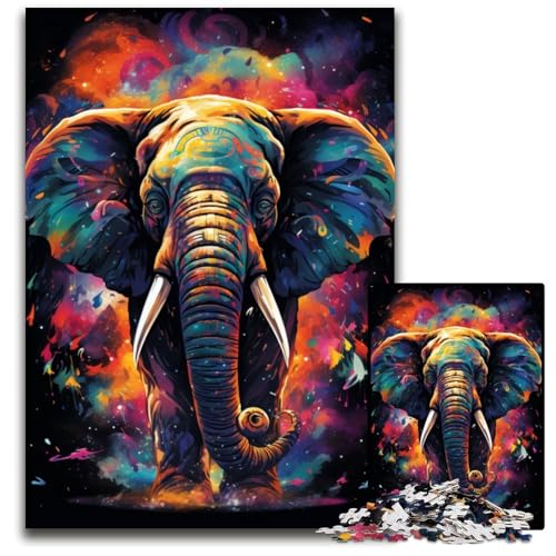 1000-teiliges Puzzle Malen Farbe Elefant Holzpuzzle anspruchsvolles DIY-Denkspiel perfektes Familienspiel oder dekoratives Geschenk 1000 PCS (75x50cm) von ouynngjing