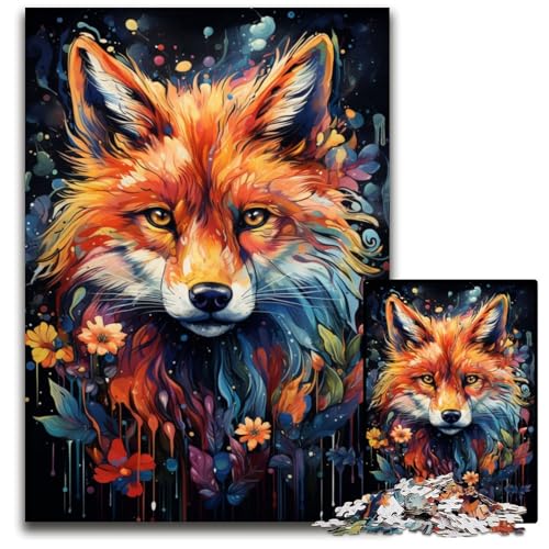 1000-teiliges Puzzle Malen Farbe Fuchs anspruchsvolle Puzzles Familienaktivität Denksportaufgabe Heimdekoration 1000 Teile (75x50cm) von ouynngjing