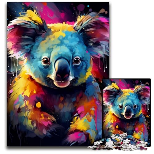 1000-teiliges Puzzle Malen Farbe Koala anspruchsvolle Puzzles Familienaktivität Denksportaufgabe Heimdekoration 1000 Teile (38x26cm) von ouynngjing