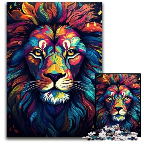 1000-teiliges Puzzle Malen Farbe Löwe anspruchsvolle Puzzles Familienaktivität Denksportaufgabe Heimdekoration 1000 Teile (38x26cm) von ouynngjing
