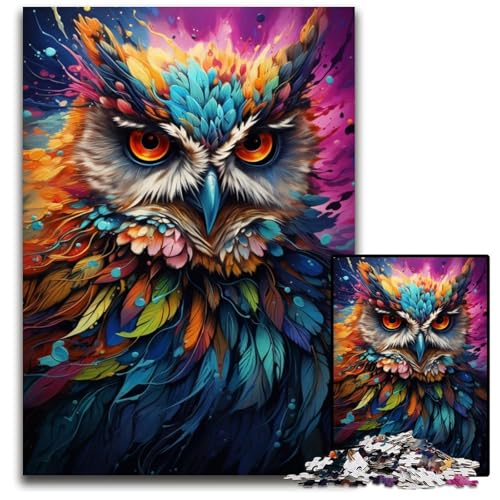 1000-teiliges Puzzle Malen Farbe Tier Eule Papierpuzzle anspruchsvolles DIY-Denkspiel perfektes Familienspiel oder dekoratives Geschenk 1000 PCS (38x26cm) von ouynngjing