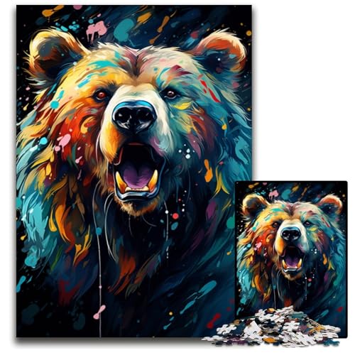 1000-teiliges Puzzle Malerei Bunte Bärenkunst Holzpuzzle anspruchsvolles DIY-Denkspiel perfektes Familienspiel oder dekoratives Geschenk 1000 PCS (75x50cm) von ouynngjing