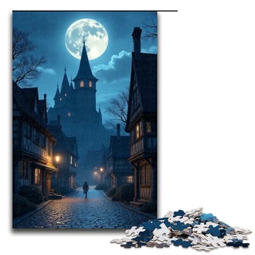 1000-teiliges Puzzle Mondlicht für die antike Stadt Puzzle für Erwachsene und Kinder Holzpuzzle pädagogisches Spielzeug zum Stressabbau Puzzle 1000 Teile (75 x 50 cm) von ouynngjing