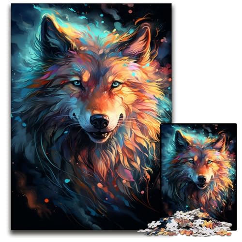 1000 teiliges Puzzle Nebula Wolfs farbenfrohe psychedelische herausfordernde Puzzles anspruchsvolles Denkspiel für Teenager unterhaltsames interaktives Spiel für die ganze Familie 1000 Teile (75x50cm) von ouynngjing