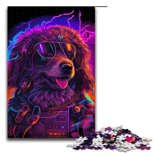 1000-teiliges Puzzle Neon Dog3 Puzzle für Erwachsene Holzpuzzle Herausforderndes Spiel 1000 PCS von ouynngjing