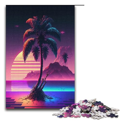 1000 teiliges Puzzle Neon Kokosnuss Holzpuzzle für Erwachsene und Kinder pädagogisches Spielzeug zum Stressabbau Puzzle 1000 Teile (38 x 26 cm) von ouynngjing