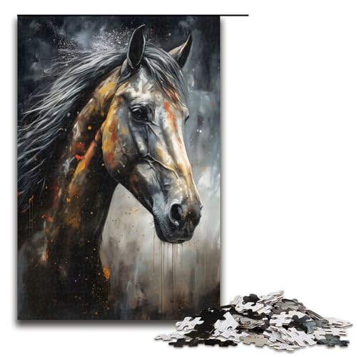 1000 teiliges Puzzle Pferdeporträt Holzpuzzle für Erwachsene anspruchsvolles Spiel 1000 Teile (75 x 50 cm) von ouynngjing