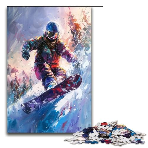 1000 teiliges Puzzle Snowboard Puzzle für Erwachsene Holzpuzzle Familienspiele 1000 Teile (75 x 50 cm) von ouynngjing