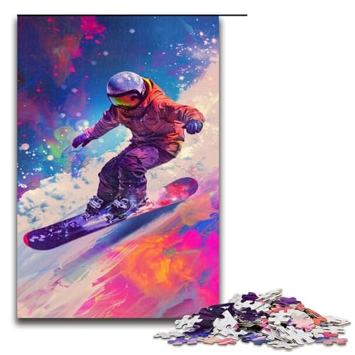 1000 teiliges Puzzle Snowboard Puzzle für Erwachsene Holzpuzzle anspruchsvolles Spiel 1000 Teile (75 x 50 cm) von ouynngjing