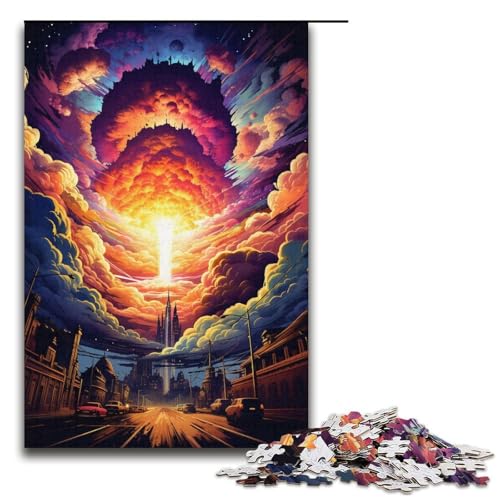 1000-teiliges Puzzle Stadtansicht Puzzle für Erwachsene Holzpuzzle anspruchsvolles Spiel 1000 Teile (38 x 26 cm) von ouynngjing