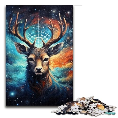 1000-teiliges Puzzle Sternenhimmel Hirsch Puzzle für Erwachsene Holzpuzzle Herausforderndes Spiel 1000 PCS von ouynngjing