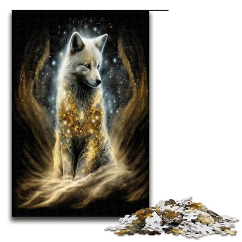 1000 teiliges Puzzle Sternenwolf Puzzle für Erwachsene Holzpuzzle Familienspiele 1000 Teile (75 x 50 cm) von ouynngjing