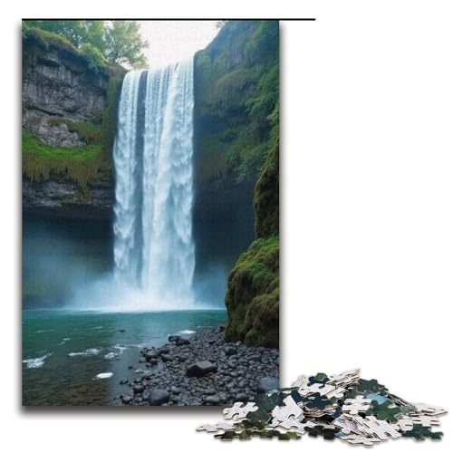 1000-teiliges Puzzle Wasserfall-Puzzle für Erwachsene Holzpuzzle anspruchsvolles Spiel 1000 Teile (38 x 26 cm) von ouynngjing