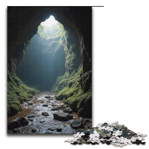 1000-teiliges Puzzle Wasserhöhle Puzzle für Erwachsene und Kinder Holzpuzzle pädagogisches Spielzeug zum Stressabbau Puzzle 1000 Teile (38 x 26 cm) von ouynngjing