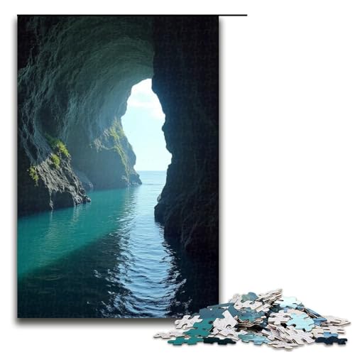 1000-teiliges Puzzle Wasserhöhle Puzzle für Erwachsene und Kinder Holzpuzzle pädagogisches Spielzeug zum Stressabbau Puzzle 1000 Teile (75 x 50 cm) von ouynngjing