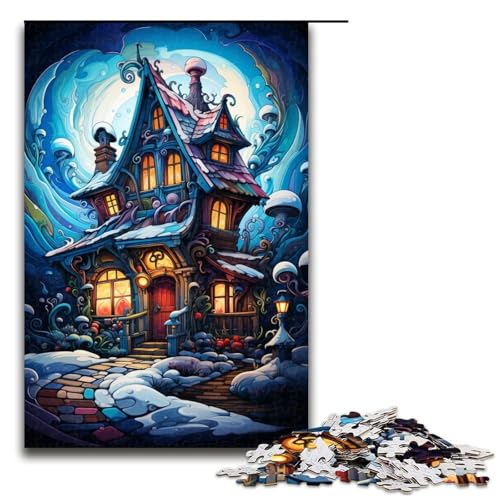 1000-teiliges Puzzle Weihnachtshaus-Puzzle für Erwachsene Holzpuzzle anspruchsvolles Spiel 1000 Teile (75 x 50 cm) von ouynngjing