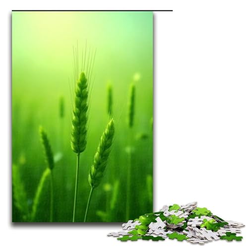 1000-teiliges Puzzle Weizenfeld grünes Puzzle für Erwachsene Holzpuzzle anspruchsvolles Spiel 1000 Teile (75 x 50 cm) von ouynngjing