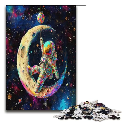 1000 teiliges Puzzle Weltraum Astronauten Puzzle für Erwachsene Holzpuzzle anspruchsvolles Spiel 1000 Teile (38 x 26 cm) von ouynngjing