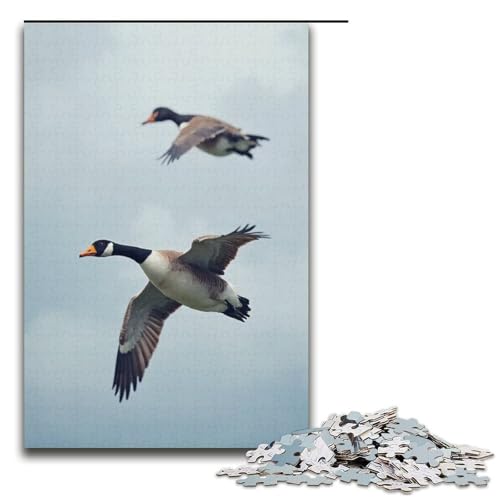 1000-teiliges Puzzle Wildgänse fliegen für Erwachsene und Kinder Holzpuzzle pädagogisches Spielzeug zum Stressabbau Puzzle 1000 Teile (38 x 26 cm) von ouynngjing