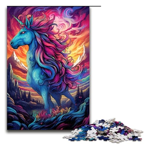 1000-teiliges Puzzle brillantes Einhorn-Puzzle für Erwachsene Holzpuzzle anspruchsvolles Spiel 1000 Teile (75 x 50 cm) von ouynngjing