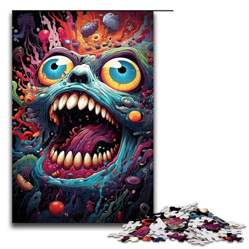 1000-teiliges Puzzle buntes Monster-Puzzle für Erwachsene Holzpuzzle Familienspiel 1000 Teile (75 x 50 cm) von ouynngjing