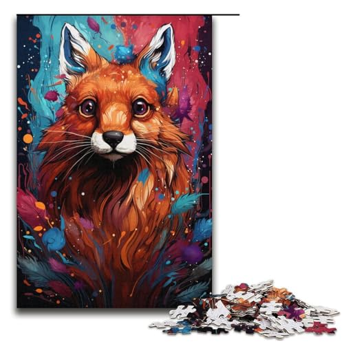 1000-teiliges Puzzle buntes psychedelisches Eichhörnchen Puzzle für Erwachsene und Kinder Holzpuzzle pädagogisches Spielzeug zum Stressabbau Puzzle 1000 Teile (38 x 26 cm) von ouynngjing