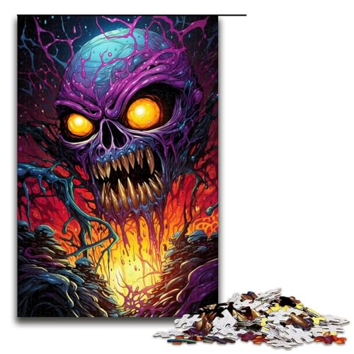 1000-teiliges Puzzle buntes psychedelisches Spinnen-Puzzle für Erwachsene Holzpuzzle anspruchsvolles Spiel 1000 Teile (75 x 50 cm) von ouynngjing