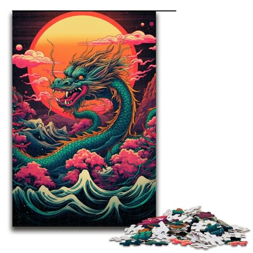 1000-teiliges Puzzle chinesischer Drache für Erwachsene Holzpuzzle anspruchsvolles Spiel 1000 Teile (75 x 50 cm) von ouynngjing