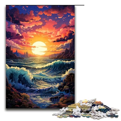 1000-teiliges Puzzle farbenfrohe Fantasie-Sonnenuntergangslandschaft Puzzle für Erwachsene Holzpuzzle anspruchsvolles Spiel 1000 Teile (75 x 50 cm) von ouynngjing