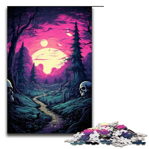 1000-teiliges Puzzle farbenfrohe Fantasielandschaft Puzzle für Erwachsene Holzpuzzle Familienspiel 1000 Teile (75 x 50 cm) von ouynngjing